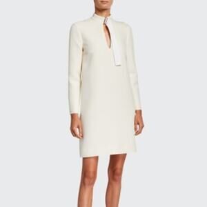 Rosetta Getty winter white wool‎ long sleeve dress with keyhole
